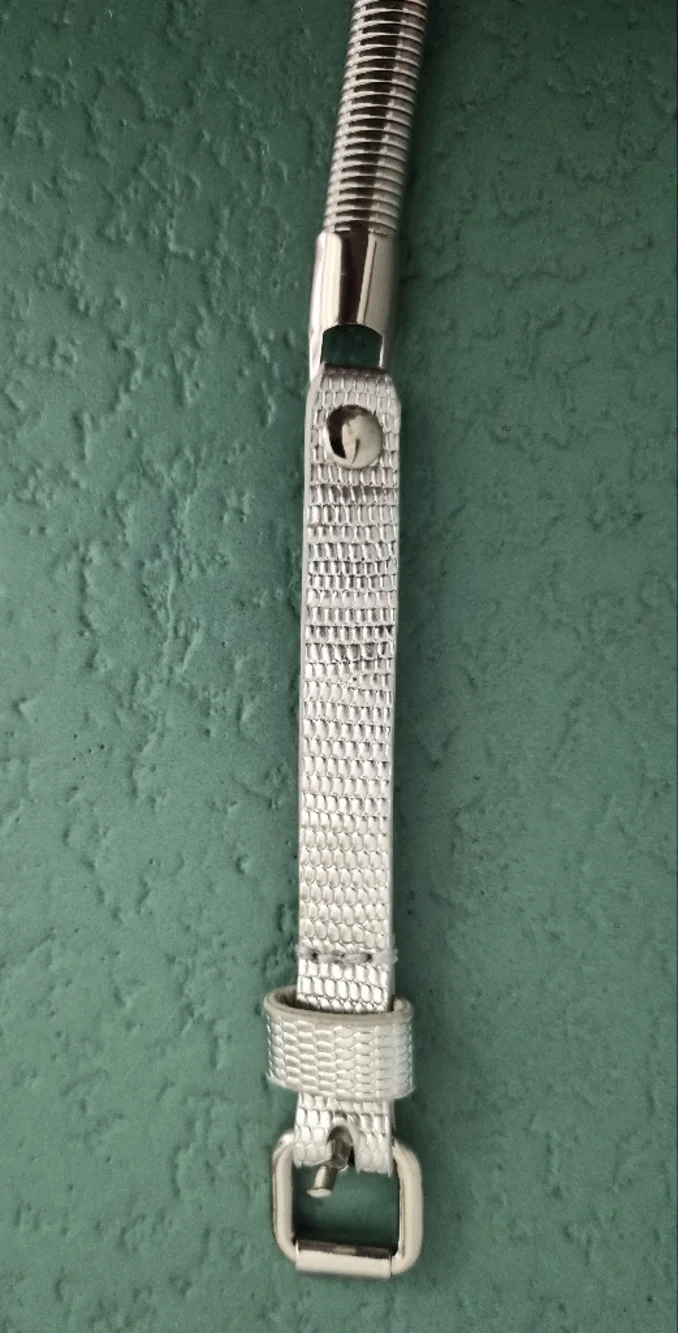 Silver Metallic Snake Print Skinny Snake Chain Belt Medium